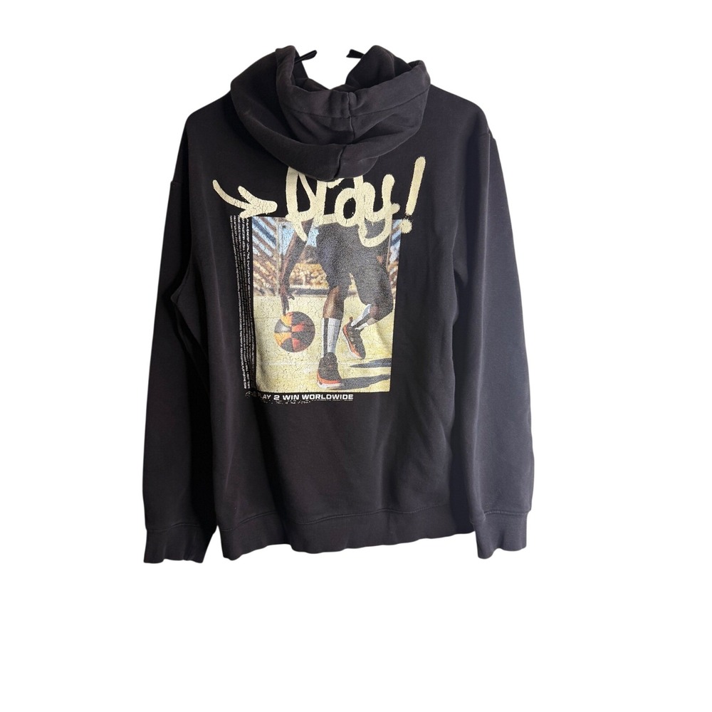 H&M Graphic Basketball Hoodie Mens M Black Streetwear E Activewear Athleisure
